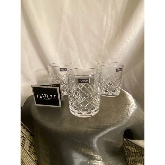 set 3 Shannon Hatch Collection by Godinger Crystal Double Old Fashioned Glasses - Picture 5 of 16